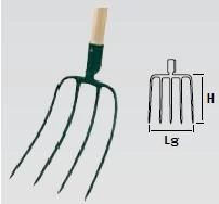 Fourche à fumier 4 dents douille - manche bois certifié PEFC 100%