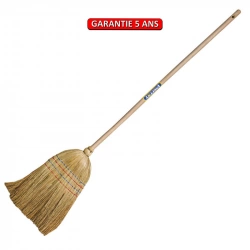 Balai en paille de sorgho 5 fils – Emmanché droit 110 – Longueur totale 1,40 m